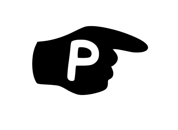 Pointing Hand with Playful Mono P